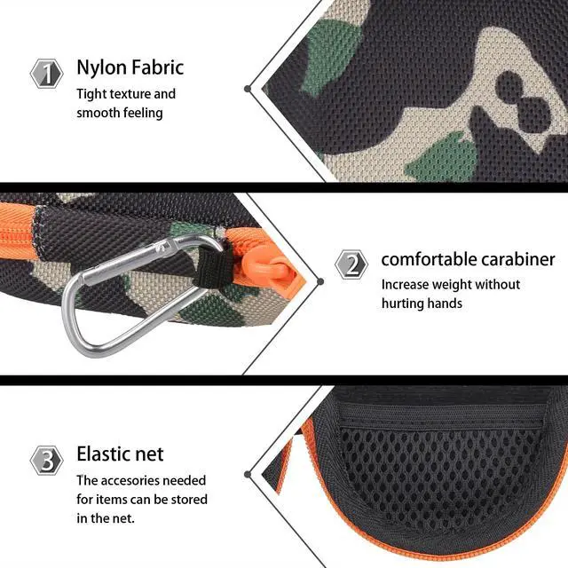 Alt view image 5 of 7 - Hard Carrying Case for JBL Clip 5 Portable Mini Speaker, Camo | 1:1 Molded Interior, Soft Anti-Static Velvet Lining, Cable Storage, Secure Fit, Carabiner, High-Density EVA Shell