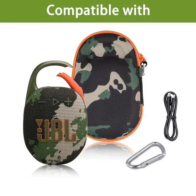 Alt view image 4 of 7 - Hard Carrying Case for JBL Clip 5 Portable Mini Speaker, Camo | 1:1 Molded Interior, Soft Anti-Static Velvet Lining, Cable Storage, Secure Fit, Carabiner, High-Density EVA Shell