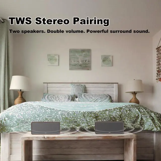 Alt view image 4 of 7 - SoundBox XL 32W Bluetooth Speaker for House 2.1 Channel with Subwoofer | Room-Filling Loud Sound,Deep Bass, 10Hr Battery, Portable for Home, BT 5.0, Support AUX / TF, TWS Wireless Pairing, Gold