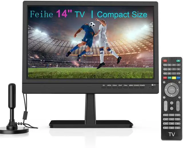 Main image of 14 Inch Small TV - HD LCD Flat Screen Kitchen TV with Digital Tuner, HDMI/USB/VGA, Built-in Stand and Remote Control, Suitable for RV, Camping, and Offices(No Smart TV)