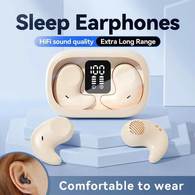 Alt view image 2 of 7 - Sleep Earbuds Bluetooth in Ear Light-Weight Headphones, Mini Invisible Earplugs Small Design for Side Sleepers, 58H Playtime with Charging Case, Clear Calls& Noise Block, Off White