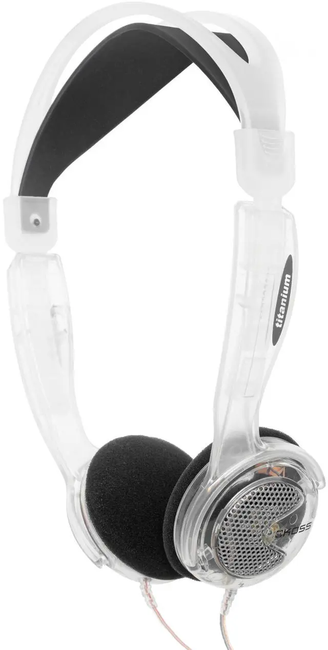 Main image of KTXPro1 Titanium 90s Style On-Ear Headphones, Clear, Volume Control | Retro Style, Wired 3.5mm Plug, 60 ohm Dynamic Drivers