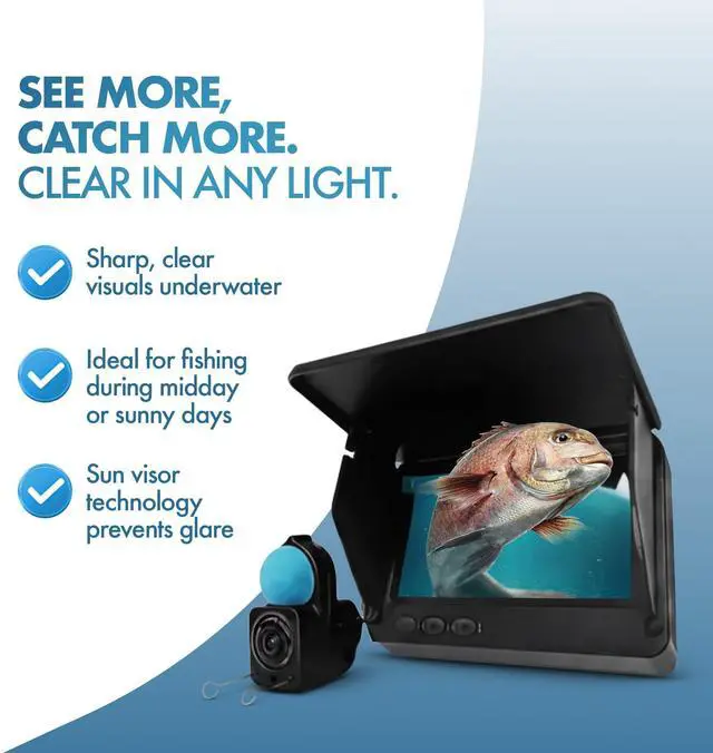Alt view image 3 of 7 - ® Underwater Fishing Camera, Portable Fish Camera, No WiFi Needed | Ice fishing camera & underwater camera for fishing, real time fish viewing, 4.3 in monitor, 100 ft cable, no wifi app needed