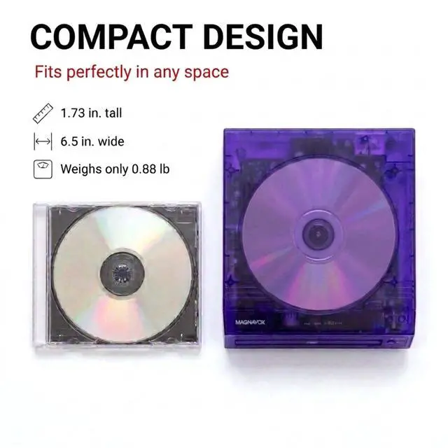 Alt view image 5 of 7 - Translucent DVD Player with HDMI Cable Included, Multi Format DVD CD MP3 Player, HDMI Output, Remote Control, PAL/NTSC Compatible, 2 Channel Audio