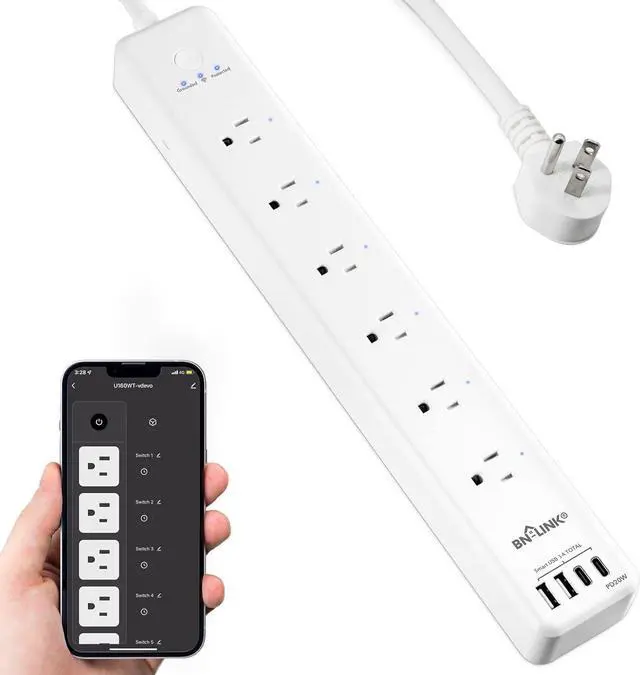 Main image of BN LINK Smart Plug Power StripSurge Protector with 6 Individually Controlled Smart Outlets, 4 USBs (incl. 20W USB-C), Compatible with Alexa and Google Home