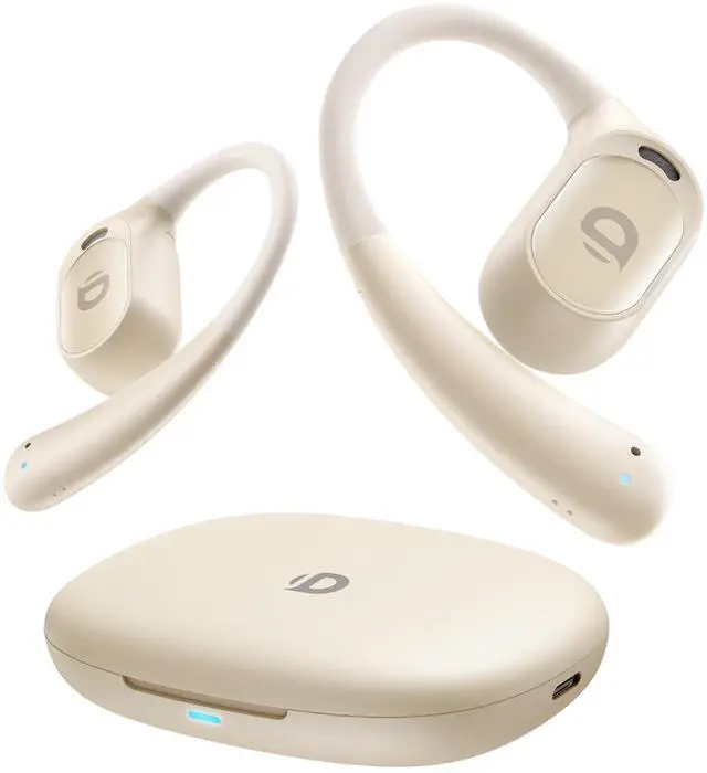 Main image of Open Ear Earbuds, True Wireless Open Ear Headphones with Earhooks, Air Conduction earphones, Touch Control, Dual Noise-Cancelling Mics, Up to 30 Hours Power with Case, IPX5, Workouts, Yoga, Running