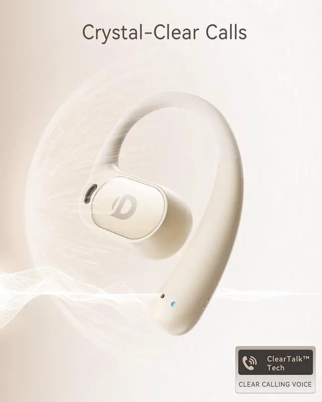 Alt view image 2 of 7 - Open Ear Earbuds, True Wireless Open Ear Headphones with Earhooks, Air Conduction earphones, Touch Control, Dual Noise-Cancelling Mics, Up to 30 Hours Power with Case, IPX5, Workouts, Yoga, Running