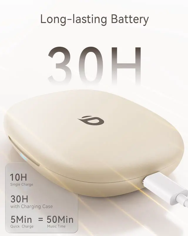 Alt view image 6 of 7 - Open Ear Earbuds, True Wireless Open Ear Headphones with Earhooks, Air Conduction earphones, Touch Control, Dual Noise-Cancelling Mics, Up to 30 Hours Power with Case, IPX5, Workouts, Yoga, Running