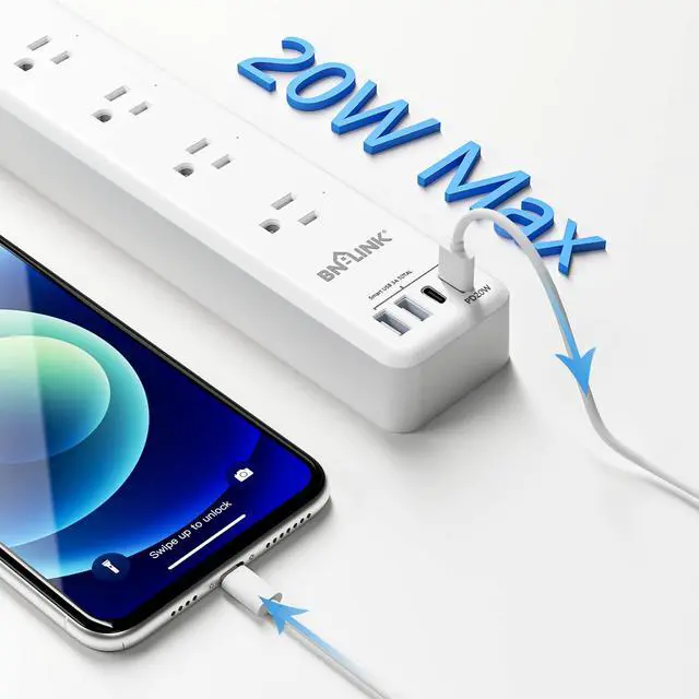 Alt view image 6 of 7 - BN LINK Smart Plug Power StripSurge Protector with 6 Individually Controlled Smart Outlets, 4 USBs (incl. 20W USB-C), Compatible with Alexa and Google Home