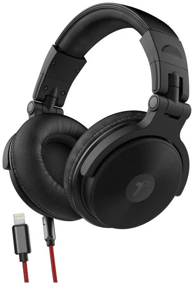 Main image of Thore Over Ear iPhone Headphones with Lightning Connector (Apple MFi Certified) Closed Back Studio DJ Monitor Earphones (50mm Neodymium Drivers) (V200 Black/Red)