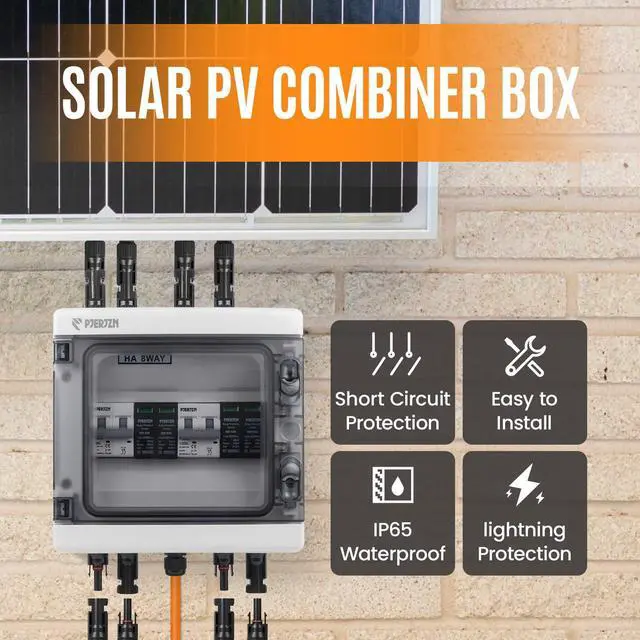 Alt view image 2 of 7 - Solar Disconnect Switch with SPD Surge Protector 1000V DC 30A Solar PV Combiner Box Power Distribution Box for Solar Panels 2 in 2 Out(30A, HT8 2string)