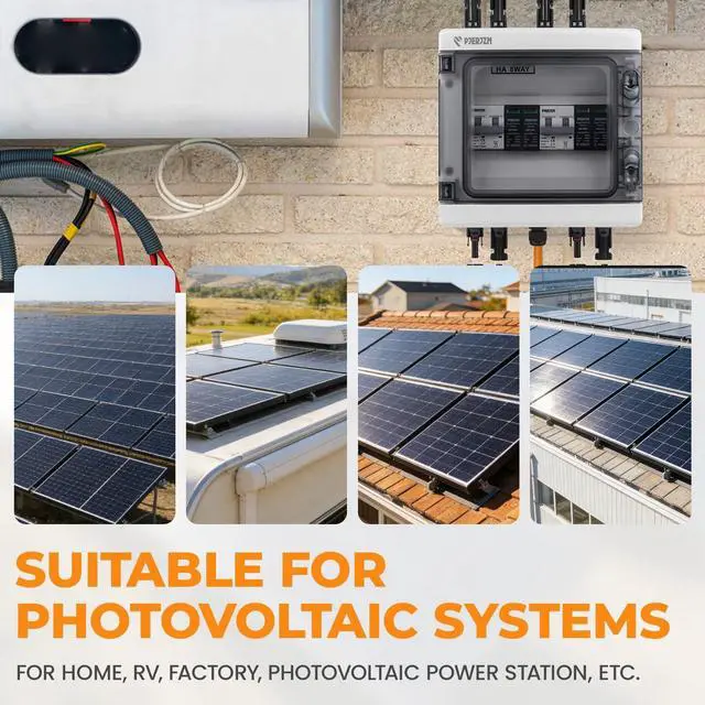 Alt view image 7 of 7 - Solar Disconnect Switch with SPD Surge Protector 1000V DC 30A Solar PV Combiner Box Power Distribution Box for Solar Panels 2 in 2 Out(30A, HT8 2string)