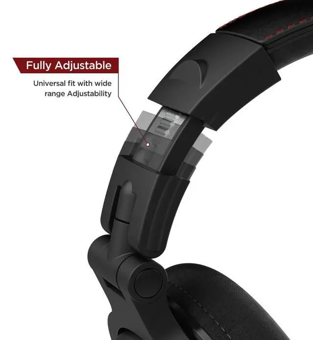 Alt view image 6 of 7 - Thore Over Ear iPhone Headphones with Lightning Connector (Apple MFi Certified) Closed Back Studio DJ Monitor Earphones (50mm Neodymium Drivers) (V200 Black/Red)