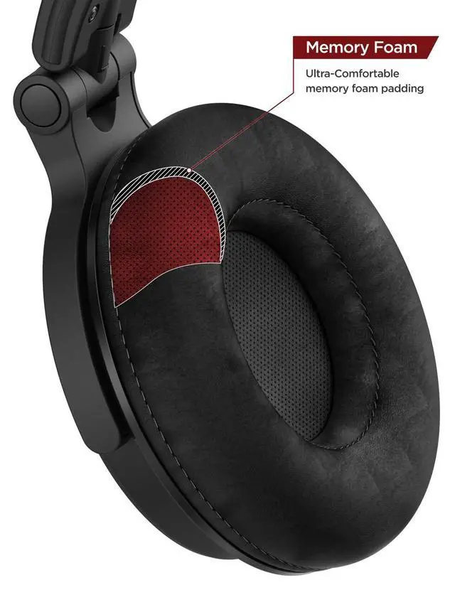 Alt view image 7 of 7 - Thore Over Ear iPhone Headphones with Lightning Connector (Apple MFi Certified) Closed Back Studio DJ Monitor Earphones (50mm Neodymium Drivers) (V200 Black/Red)