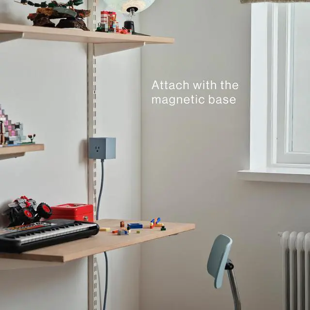 Alt view image 3 of 7 - Square 1 Decorative Power Strip Cube, 3 AC Outlets, Magnetic Desk | Decorative desk power cube with magnetic adhesive mount. USB-C charging extension cord for modern home office and bedside