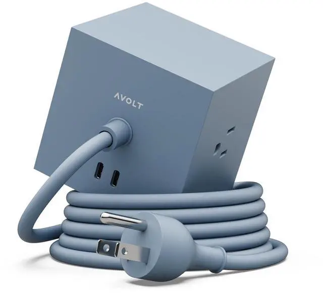 Main image of Square 1 Decorative Power Strip Cube, 3 AC Outlets, Magnetic Desk | Decorative desk power cube with magnetic adhesive mount. USB-C charging extension cord for modern home office and bedside