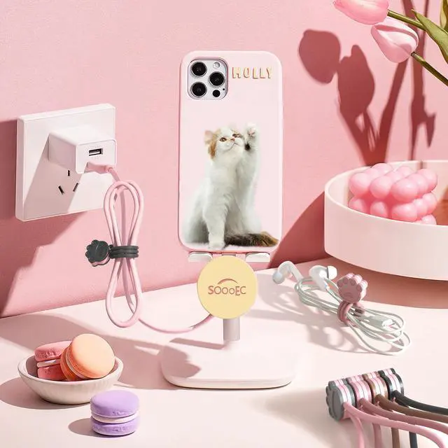 Alt view image 2 of 6 - Magnetic Cable Ties 24 Pack, Dual-Color Cat Paw 7.2" Silicone Ties | Strong Magnet Hold / Embedded Safe Magnet / Easy Slide Open / Flex Silicone / Dual-Color Cat Paw / Multi Use / Fridge Magnet