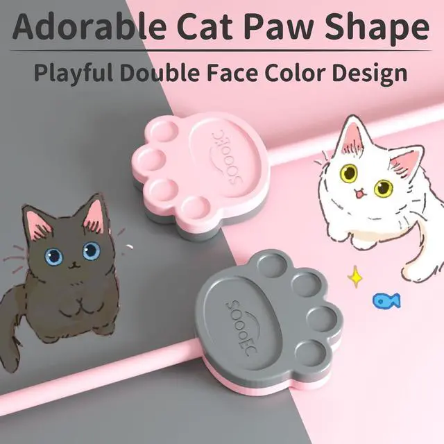 Alt view image 3 of 6 - Magnetic Cable Ties 24 Pack, Dual-Color Cat Paw 7.2" Silicone Ties | Strong Magnet Hold / Embedded Safe Magnet / Easy Slide Open / Flex Silicone / Dual-Color Cat Paw / Multi Use / Fridge Magnet