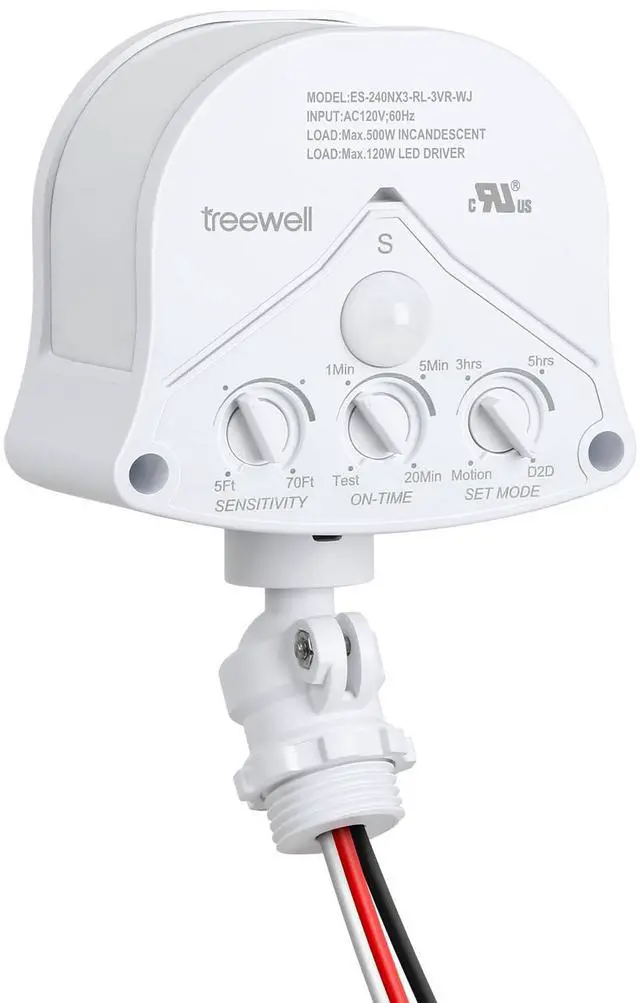 Main image of 240° & 360° Replacement Motion Sensor, Adjustable Time & Detection Sensitivity Up to 70 Feet Range, 4 Working Modes Outdoor Motion Detector for Security Floodlight, White, UL Listed
