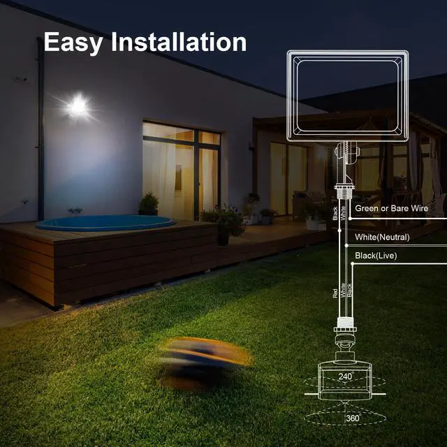 Alt view image 7 of 7 - 240° & 360° Replacement Motion Sensor, Adjustable Time & Detection Sensitivity Up to 70 Feet Range, 4 Working Modes Outdoor Motion Detector for Security Floodlight, White, UL Listed