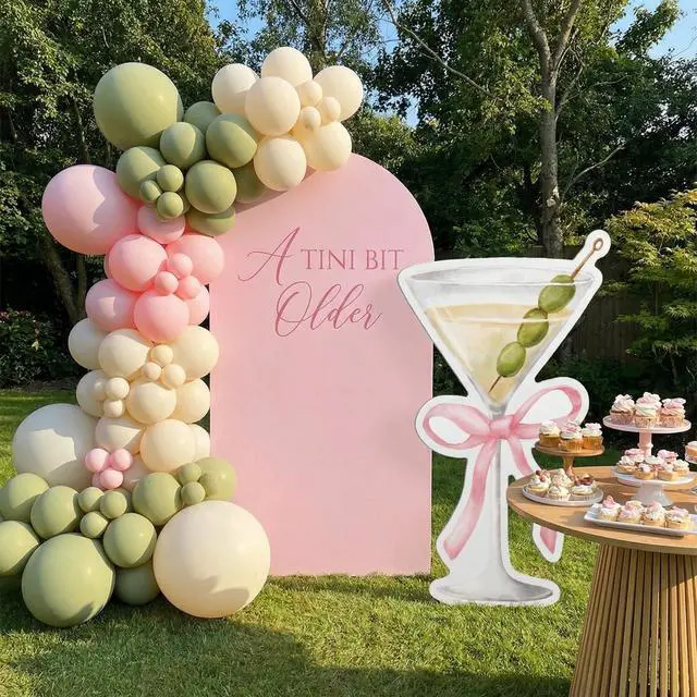 Alt view image 4 of 7 - 4ft a Tini Bit Older Birthday Decorations Pink Martini Party Backdrop Birthday Party Cardboard Cutouts Decor for Women Bar Wedding Bridal Shower Supplies