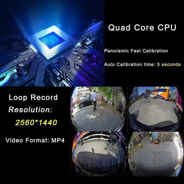 Alt view image 4 of 6 - Super Hd 1080P Car 360 Degree Bird View Surround System DVR Record Backup Camera Parking Monitoring with HD Sensor