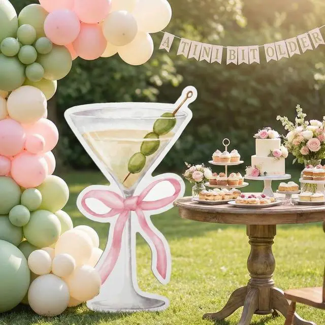 Alt view image 5 of 7 - 4ft a Tini Bit Older Birthday Decorations Pink Martini Party Backdrop Birthday Party Cardboard Cutouts Decor for Women Bar Wedding Bridal Shower Supplies