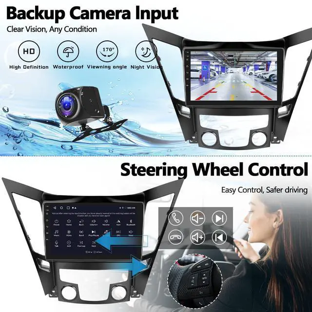 Alt view image 7 of 7 - 2G+64G for Hyundai Sonata 2010-2015 Radio Android 13 Car Stereo Wireless Apple CarPlay Android Auto Mirror Link GPS 9 HD Touchscreen Bluetooth Car Radio FM/WiFi+Backup Camera Mic Camera&Mic