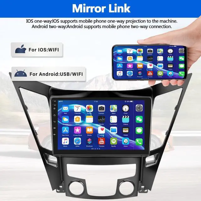 Alt view image 5 of 7 - 2G+64G for Hyundai Sonata 2010-2015 Radio Android 13 Car Stereo Wireless Apple CarPlay Android Auto Mirror Link GPS 9 HD Touchscreen Bluetooth Car Radio FM/WiFi+Backup Camera Mic Camera&Mic