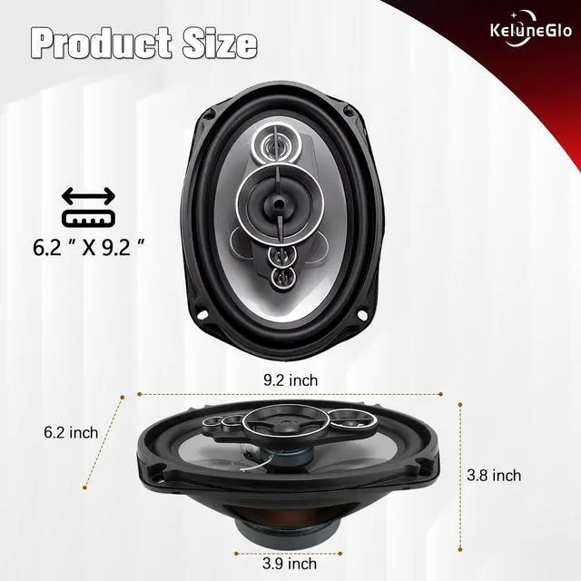 Alt view image 3 of 7 - KG 6x9 Coaxial Car Speakers, 5-Way 1200W, 6996S Series (Pair) | 1200W & 4, 5-way full-range sound. Polypropylene cones, butyl rubber surrounds, protective grilles