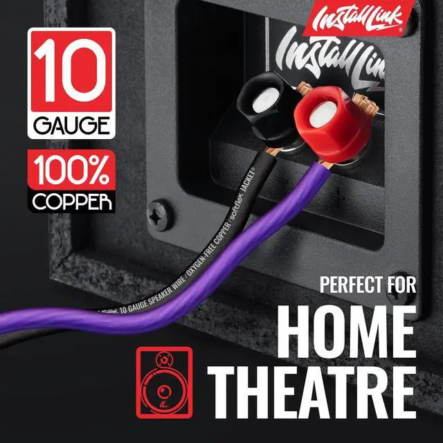 Alt view image 2 of 7 - 10 AWG Gauge Speaker Wire (50 Feet) Car or Home Theater (OFC) | Pure OFC Copper, 10/2 Speaker Cable, 2-Conductor, Frosted Purple/Black, Easy Strip, Polarity ID, for Car Audio & Home Stereo