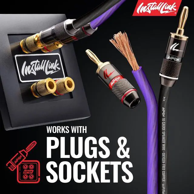 Alt view image 5 of 7 - 10 AWG Gauge Speaker Wire (50 Feet) Car or Home Theater (OFC) | Pure OFC Copper, 10/2 Speaker Cable, 2-Conductor, Frosted Purple/Black, Easy Strip, Polarity ID, for Car Audio & Home Stereo