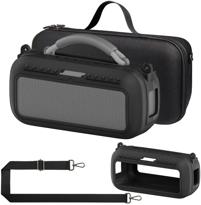 Main image of Protective Case for Bose SoundLink Max Portable Bluetooth Speaker | Accessories Hard Carrying Case and Silicone Cover Combo with Carrying Strap (Black)