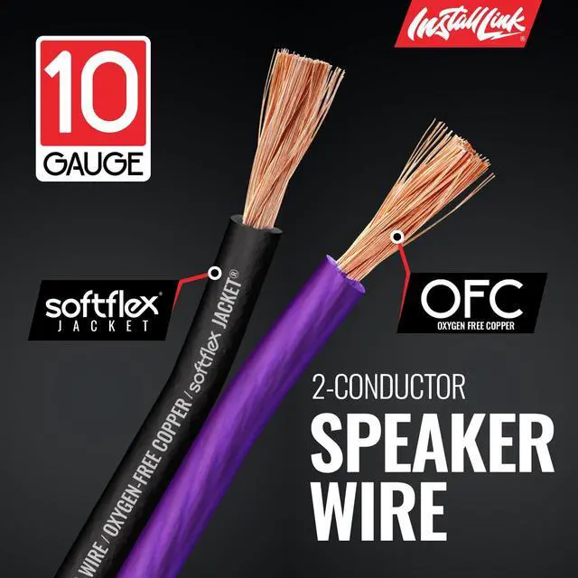 Alt view image 7 of 7 - 10 AWG Gauge Speaker Wire (50 Feet) Car or Home Theater (OFC) | Pure OFC Copper, 10/2 Speaker Cable, 2-Conductor, Frosted Purple/Black, Easy Strip, Polarity ID, for Car Audio & Home Stereo