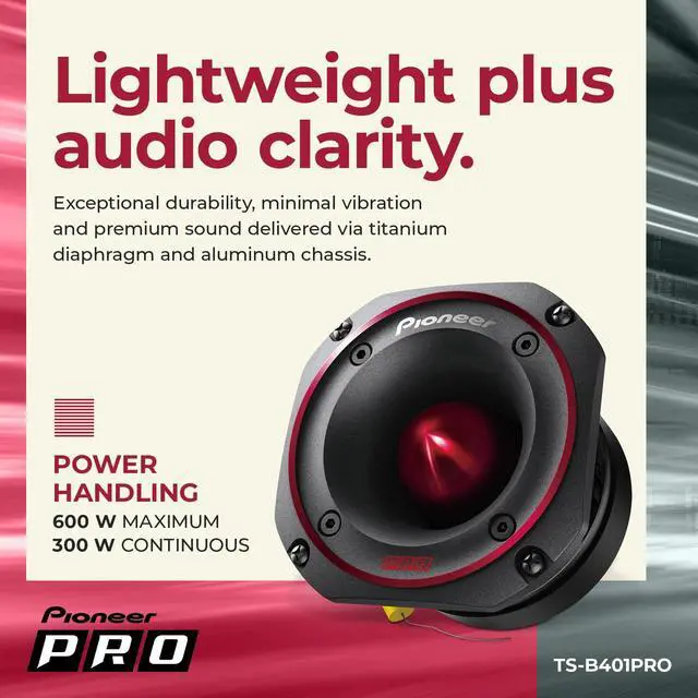 Alt view image 4 of 7 - P.R.O. Series TS-B401PRO 4" Car Tweeters 500W Max | Perfect for High-SPL Builds and Pro-Level Car Audio, Bullet Style Tweeter