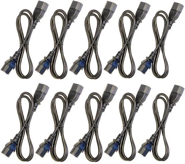 Main image of (10) 3 Foot IEC 320 NEMA C13 C14 10A 18AWG AC Power Cord Cables PDU to CPU