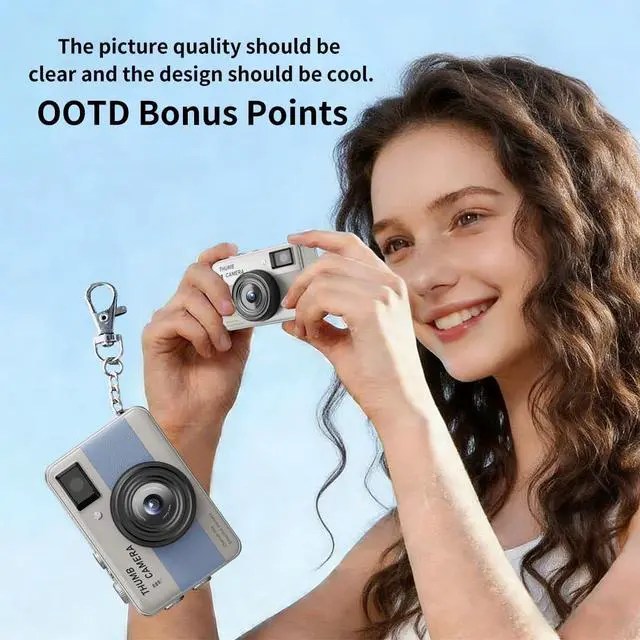 Alt view image 7 of 7 - Mini Keychain Camera - HD Thumb Camera, 1.47-inch Flip Screen | Multiple Shooting & Recording Modes | Portable Digital Camera with SD Card for Travel, Party | Ideal Fashion Pendant Gift