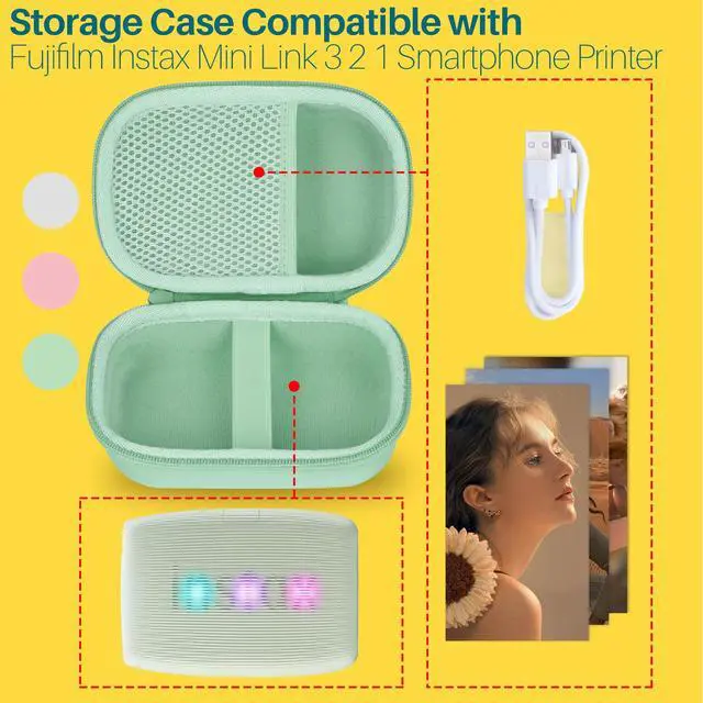 Alt view image 3 of 7 - Storage Case Compatible with Fujifilm Instax Mini Link 3 2 1 Smartphone Printer (Clay White Case)