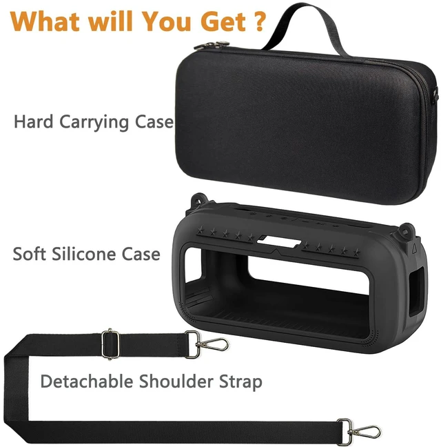 Alt view image 2 of 7 - Protective Case for Bose SoundLink Max Portable Bluetooth Speaker | Accessories Hard Carrying Case and Silicone Cover Combo with Carrying Strap (Black)