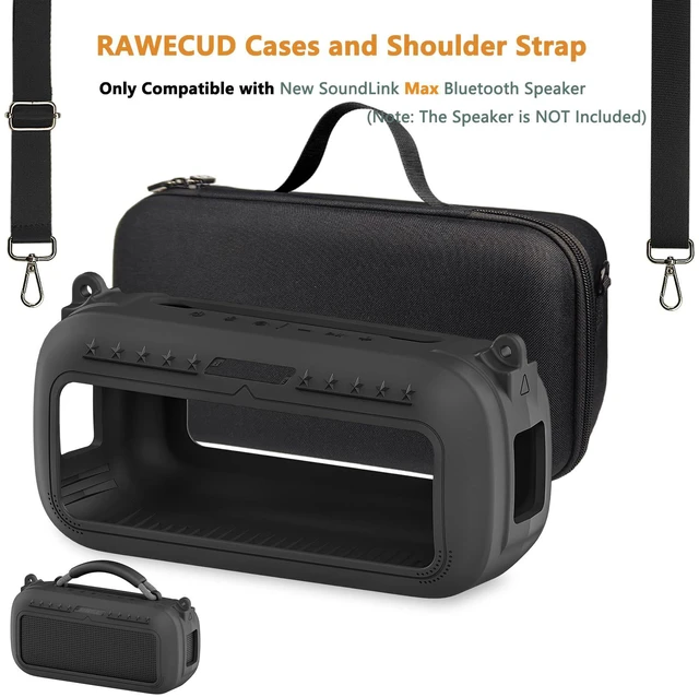 Alt view image 3 of 7 - Protective Case for Bose SoundLink Max Portable Bluetooth Speaker | Accessories Hard Carrying Case and Silicone Cover Combo with Carrying Strap (Black)