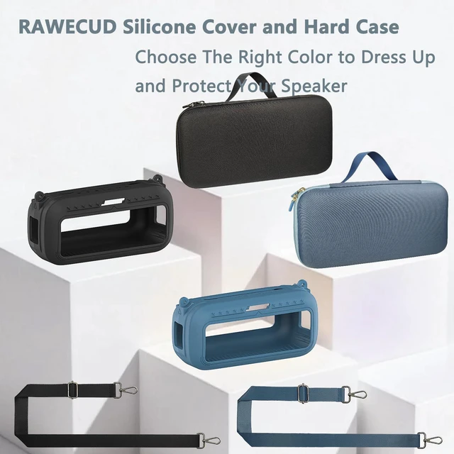 Alt view image 6 of 7 - Protective Case for Bose SoundLink Max Portable Bluetooth Speaker | Accessories Hard Carrying Case and Silicone Cover Combo with Carrying Strap (Black)