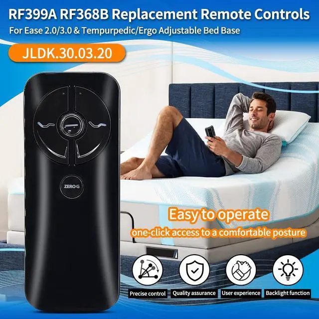 Alt view image 2 of 7 - RF399A RF368B MC120TS Remote Replacement for keeson Adjustable Bed Remote/Tempurpedic Ergo Adjustable Bed Base JLDK.30.03.20, Compatible with keeson MC120TS JLDP.15.012.404