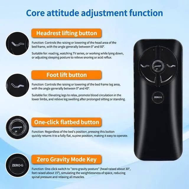Alt view image 3 of 7 - RF399A RF368B MC120TS Remote Replacement for keeson Adjustable Bed Remote/Tempurpedic Ergo Adjustable Bed Base JLDK.30.03.20, Compatible with keeson MC120TS JLDP.15.012.404