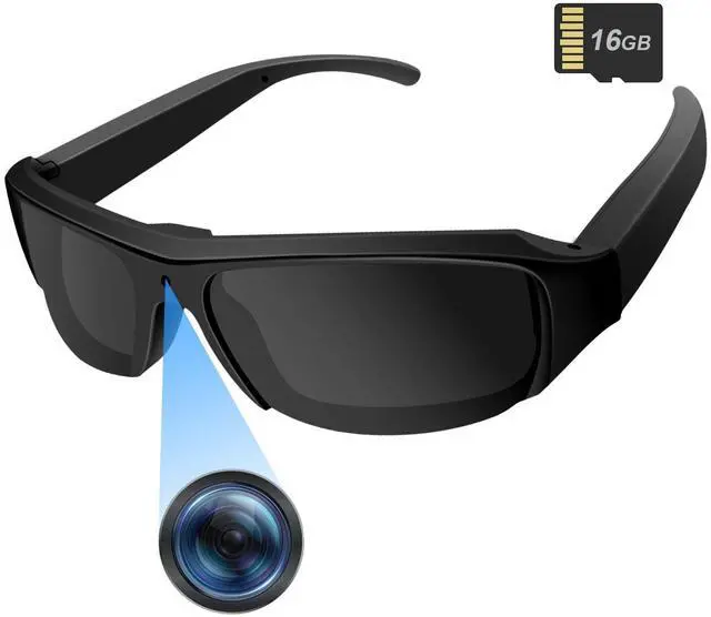 Main image of Camera Sunglasses Sports Action Camera Glasses 1080P Video Smart Glasses Cam UV Protection Polarized Lens Support Photos/Videos Recording mit 16GB Micro SD Card & Card Reader for Outdoor Activities