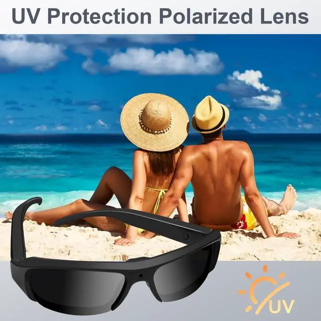 Alt view image 6 of 7 - Camera Sunglasses Sports Action Camera Glasses 1080P Video Smart Glasses Cam UV Protection Polarized Lens Support Photos/Videos Recording mit 16GB Micro SD Card & Card Reader for Outdoor Activities
