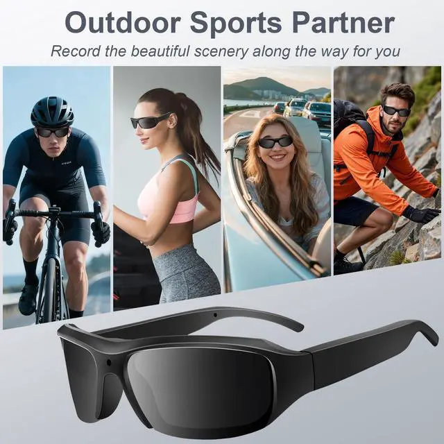Alt view image 7 of 7 - Camera Sunglasses Sports Action Camera Glasses 1080P Video Smart Glasses Cam UV Protection Polarized Lens Support Photos/Videos Recording mit 16GB Micro SD Card & Card Reader for Outdoor Activities
