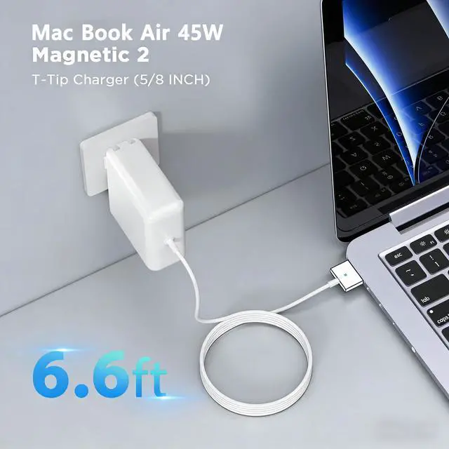 Alt view image 4 of 7 - 45W Charger for MacBook Air, 45W Magnetic2 T-Tip Power Adapter Charger Replacement for Mac Air 11/13 Inch(Applicable to 2012-2017)
