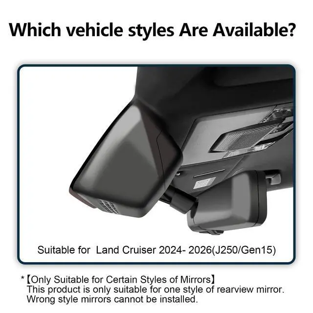 Alt view image 2 of 7 - Front 4K & Rear 1080p Dash Cam for Toyota Land Cruiser 2024-2026 | (J250/Gen15), Integrated OEM Look, UHD 2160P Video, App & WiFi, Easy to Install, GPS x1, 128GB Card