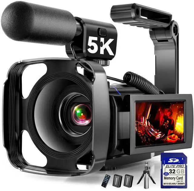 Main image of 5K Video Camera Camcorder, 64MP Vlogging Camera for YouTube with 3" 270° Rotatable Touch Screen, 16X Zoom Digital Camera with IR Night Vision, WiFi & Webcam, 32GB Card + 2 Batteries + Mic Included