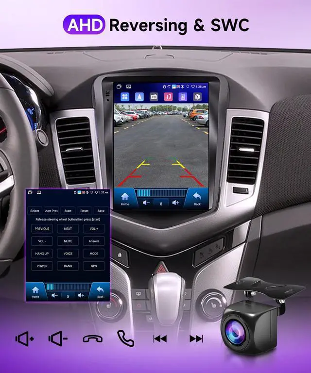 Alt view image 5 of 7 - 4G+64G Android Car Radio Wireless Carplay for Chevy Cruze J300 2009-2014 Car Stereo Android Auto, 9.7 inch Touch Screen GPS Navigation 5G-WiFi BT FM/RDS EQ SWC Camera